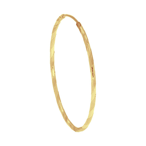 Arracada Tubo Diamantado  3.3 cm Diámetro Oro 14k - Infiniti Joyas