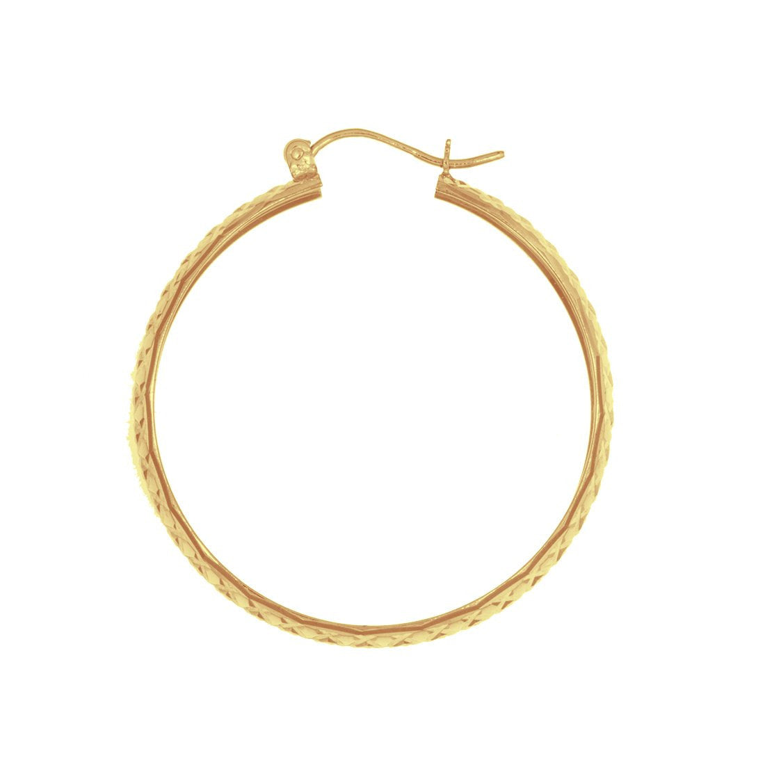 Arracada Oro 10k - Tubo Diamantado Biselado 3.5 cm Diámetro - Infiniti Joyas