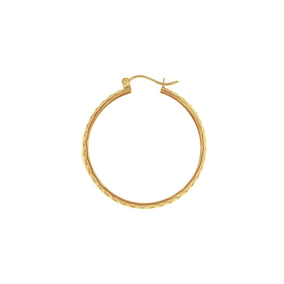 Arracada Oro 10k - Tubo Diamantado Biselado 2.5 cm Diámetro - Infiniti Joyas
