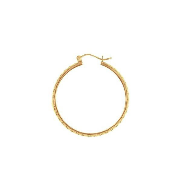 Arracada Oro 10k - Tubo Diamantado Biselado 1.8 cm Diámetro - Infiniti Joyas