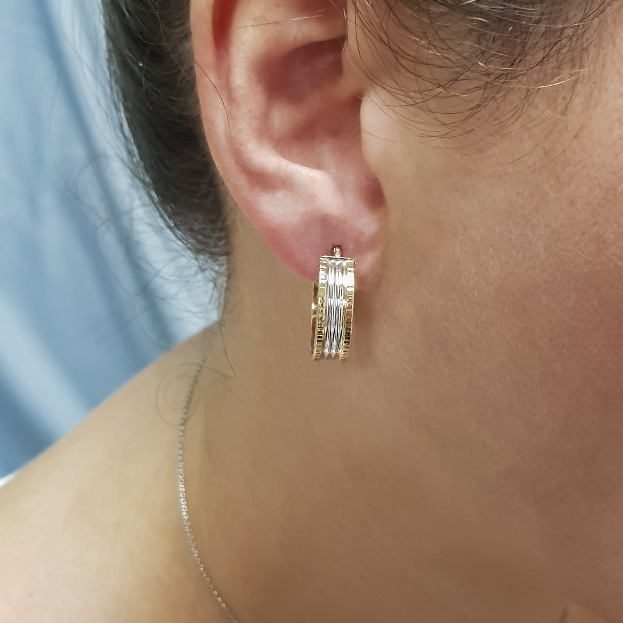 Arracada Diamantada 2 cm de Diámetro, Ancho 6 mm, Oro 10k - Infiniti Joyas
