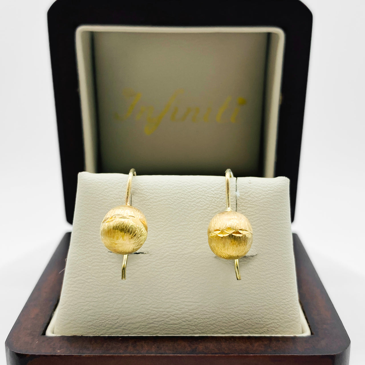Arete Oro 10k, Diamantado bola 8 mm, Oro 10k