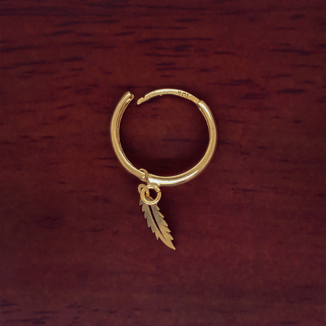 Piercing Oro 10k - Pluma Colgante Diámetro 1.4 cm