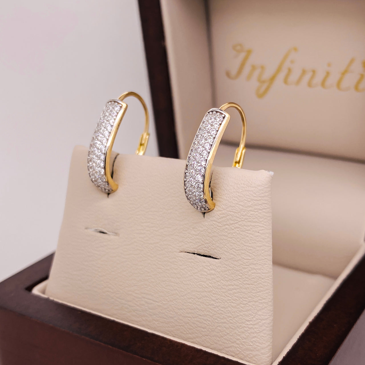 Aretes Oro 10k - Colgantes con Zirconias