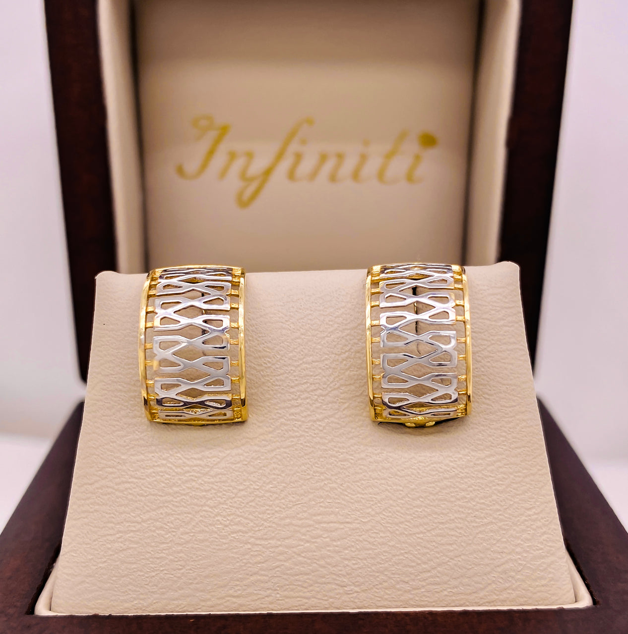 Arete Oro 10k - Ondas con Oro Blanco