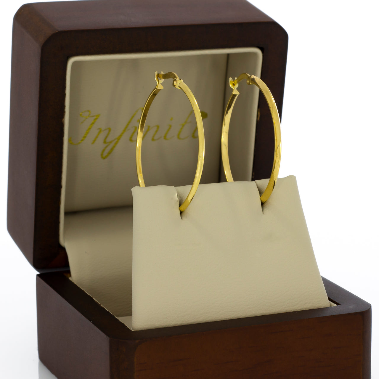 Arracada Oro 14k-  Tubo Triangular Liso 3 cm Diámetro