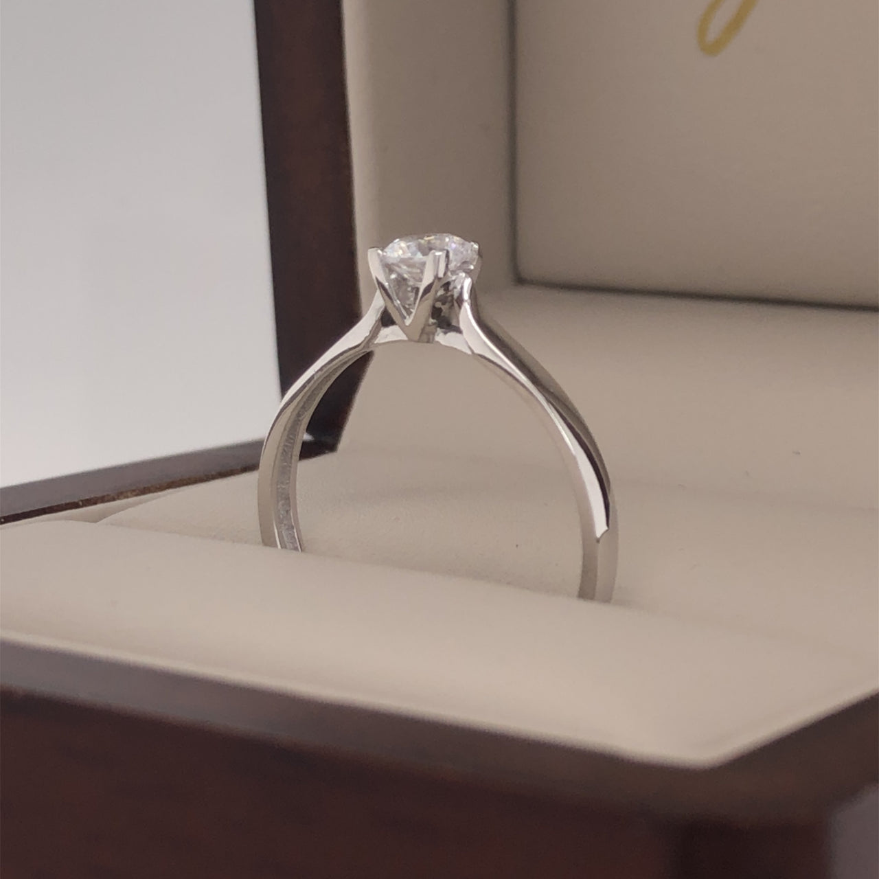 Anillo Oro Blanco 10k, Solitario Zirconia 4 mm - Infiniti Joyas