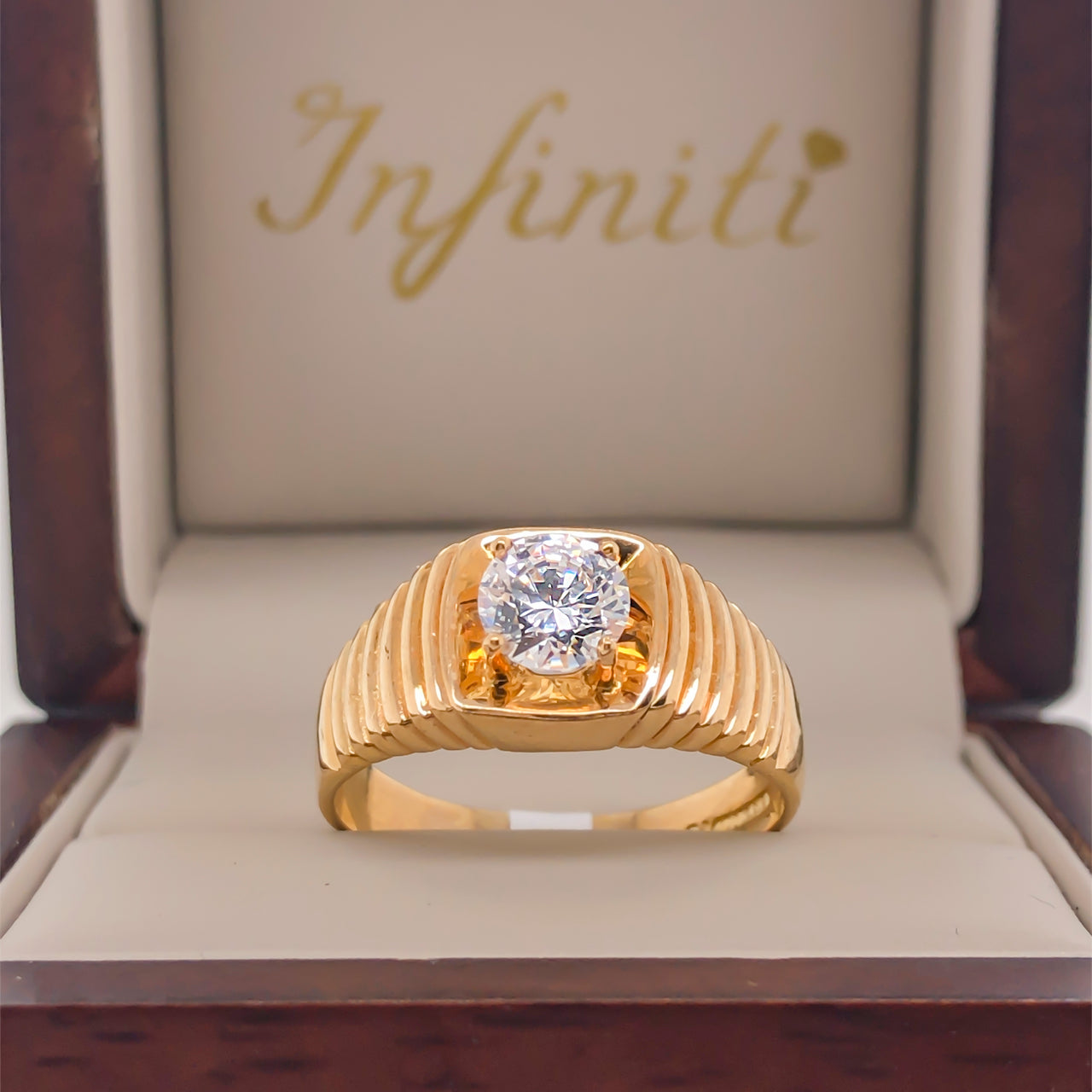 Anillo Oro 10k - Zirconia Central 6 mm