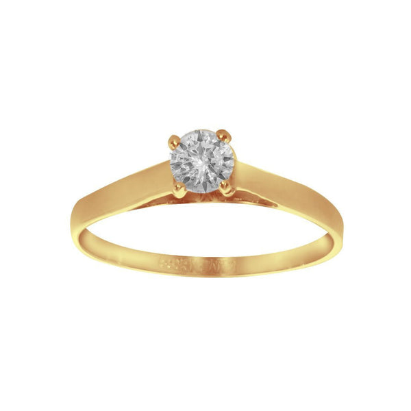 Anillo Solitario Oro 14k, Zirconia de 4 mm - Infiniti Joyas