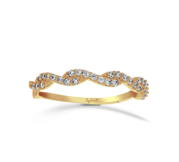 Churumbela Oro 14k, Trenza con Zirconias de 1 mm - Infiniti Joyas