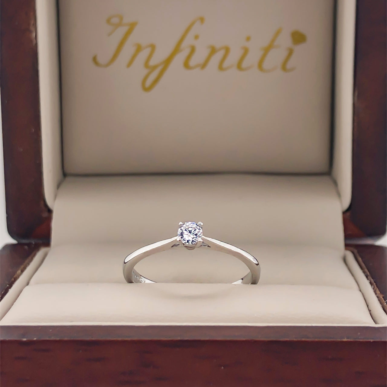 Anillo Oro Blanco 14k - Solitario Zirconia 3 mm