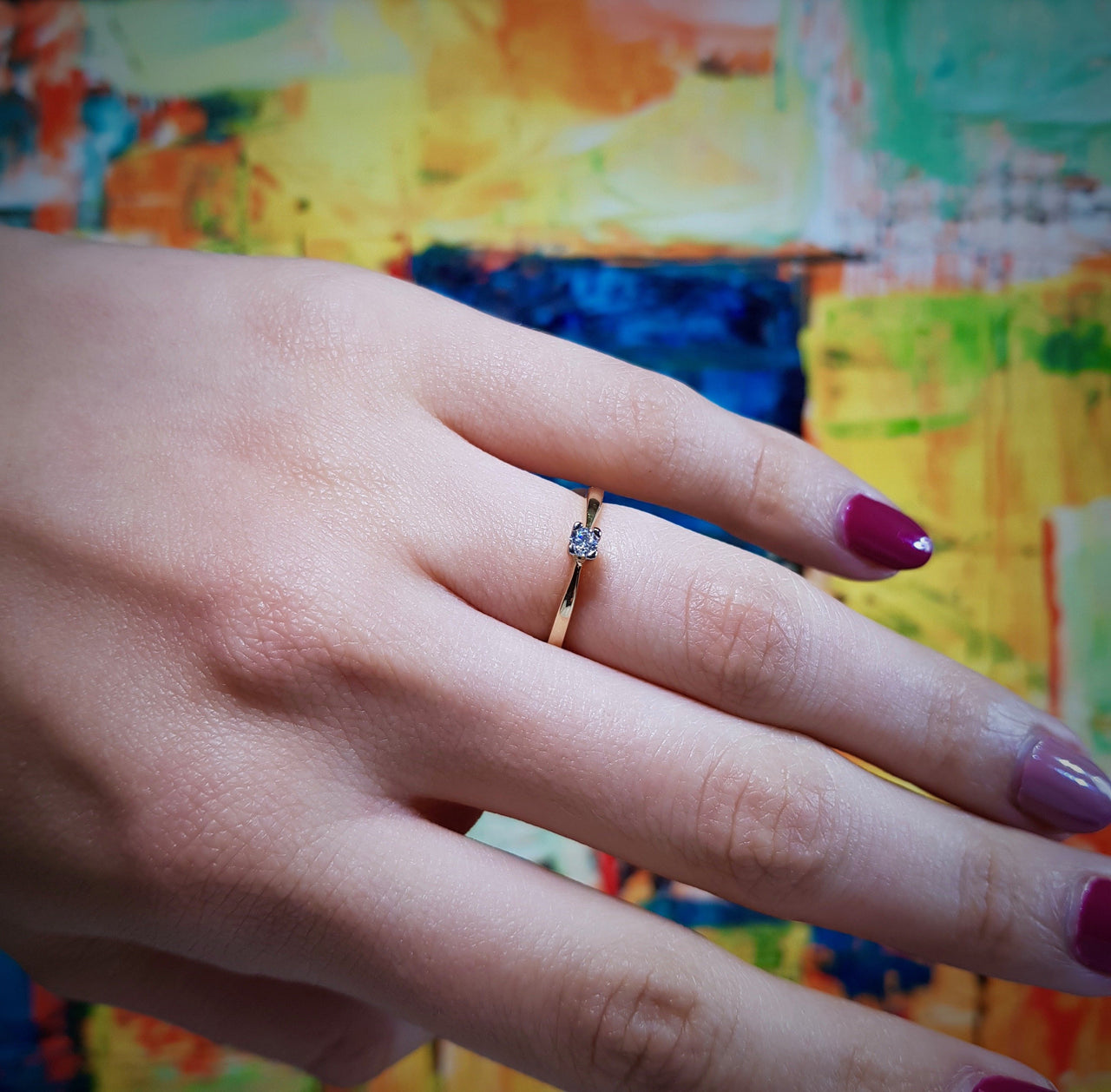 Anillo Oro 14k, Solitario Zirconia 3 mm - Infiniti Joyas