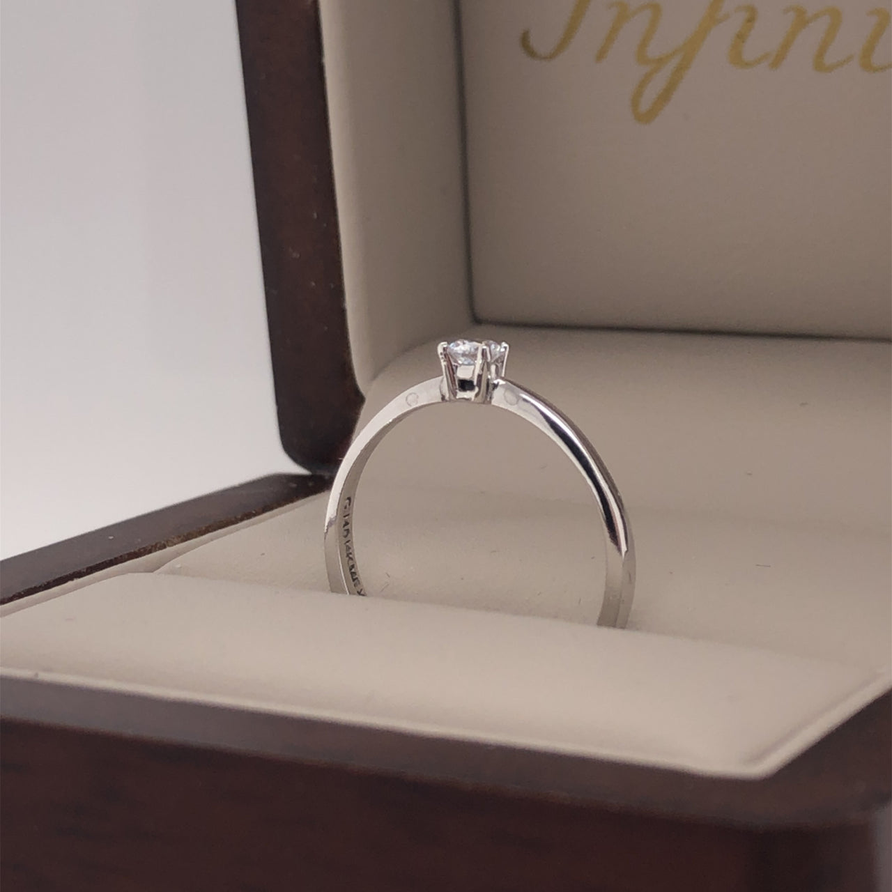 Anillo Oro Blanco 14k, Solitario Zirconia 3 mm - Infiniti Joyas