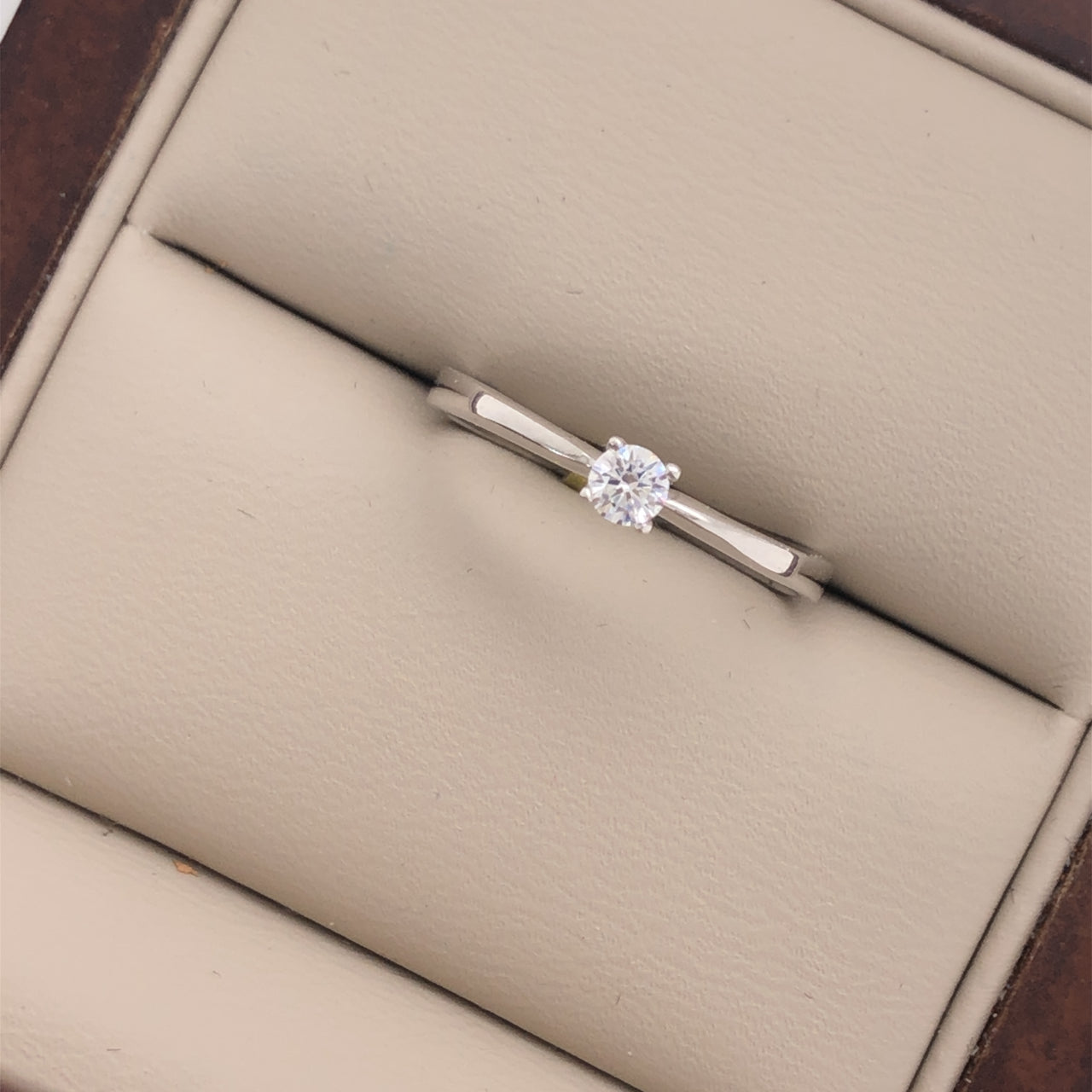 Anillo Oro Blanco 14k - Solitario Zirconia 3 mm