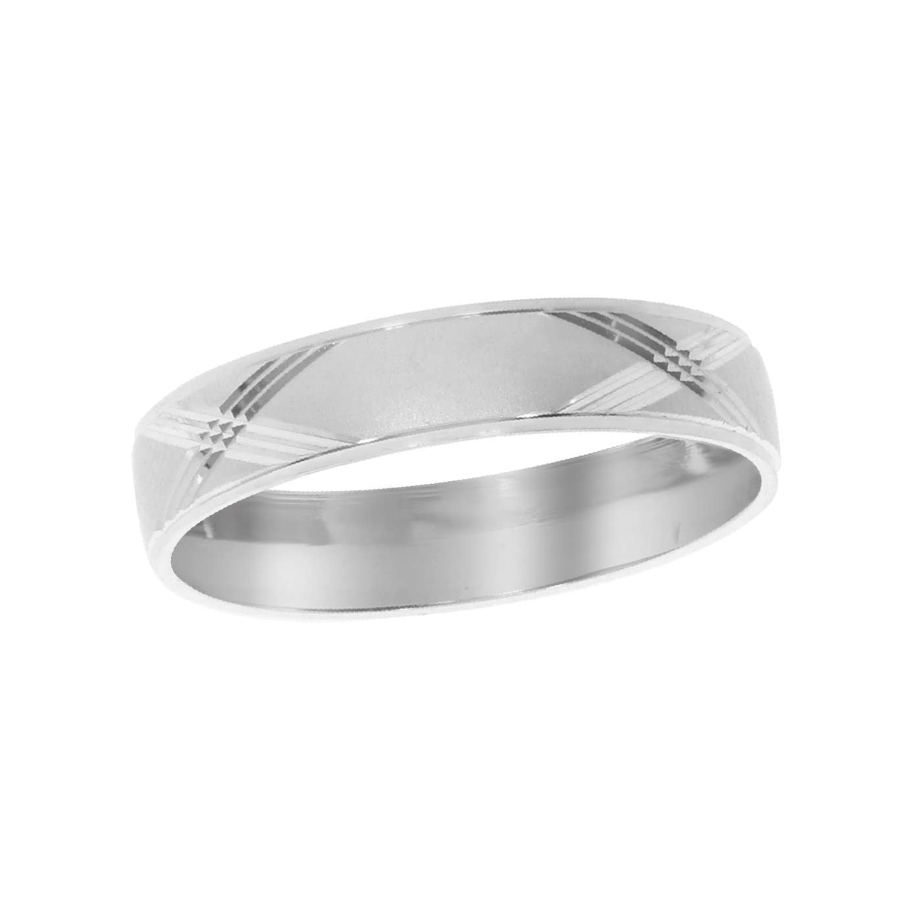 Argolla Oro Blanco 14k Diamantada con Acabado Platinado, Ancho