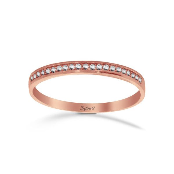 Churumbela Oro Rosa 14k, Forma Canal Zirconias 0.5 mm - Infiniti Joyas