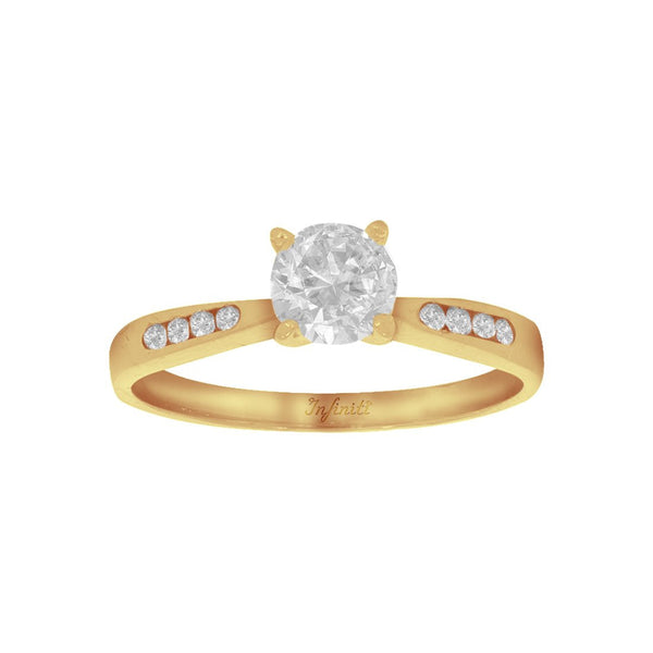 Anillo Oro 10k, con Zirconia Central de 5 mm - Infiniti Joyas