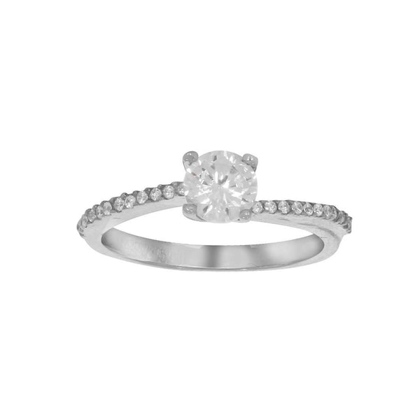 Anillo Oro Blanco 10k, Zirconia Central de 5 mm - Infiniti Joyas