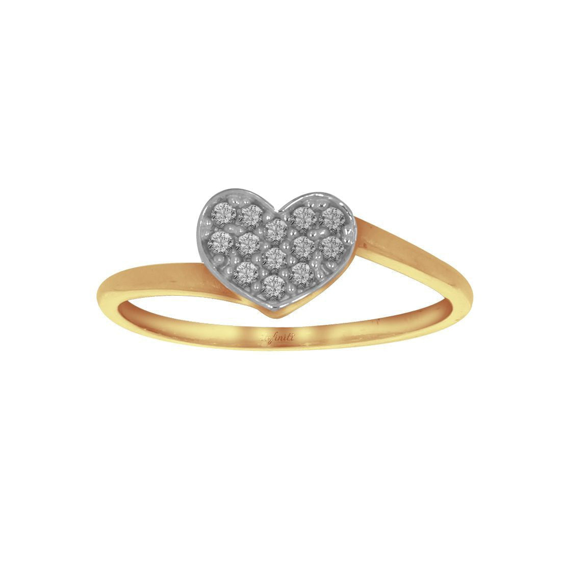 Anillo Oro 10k, Corazón con Zirconias 0.5 mm por Dentro - Infiniti Joyas