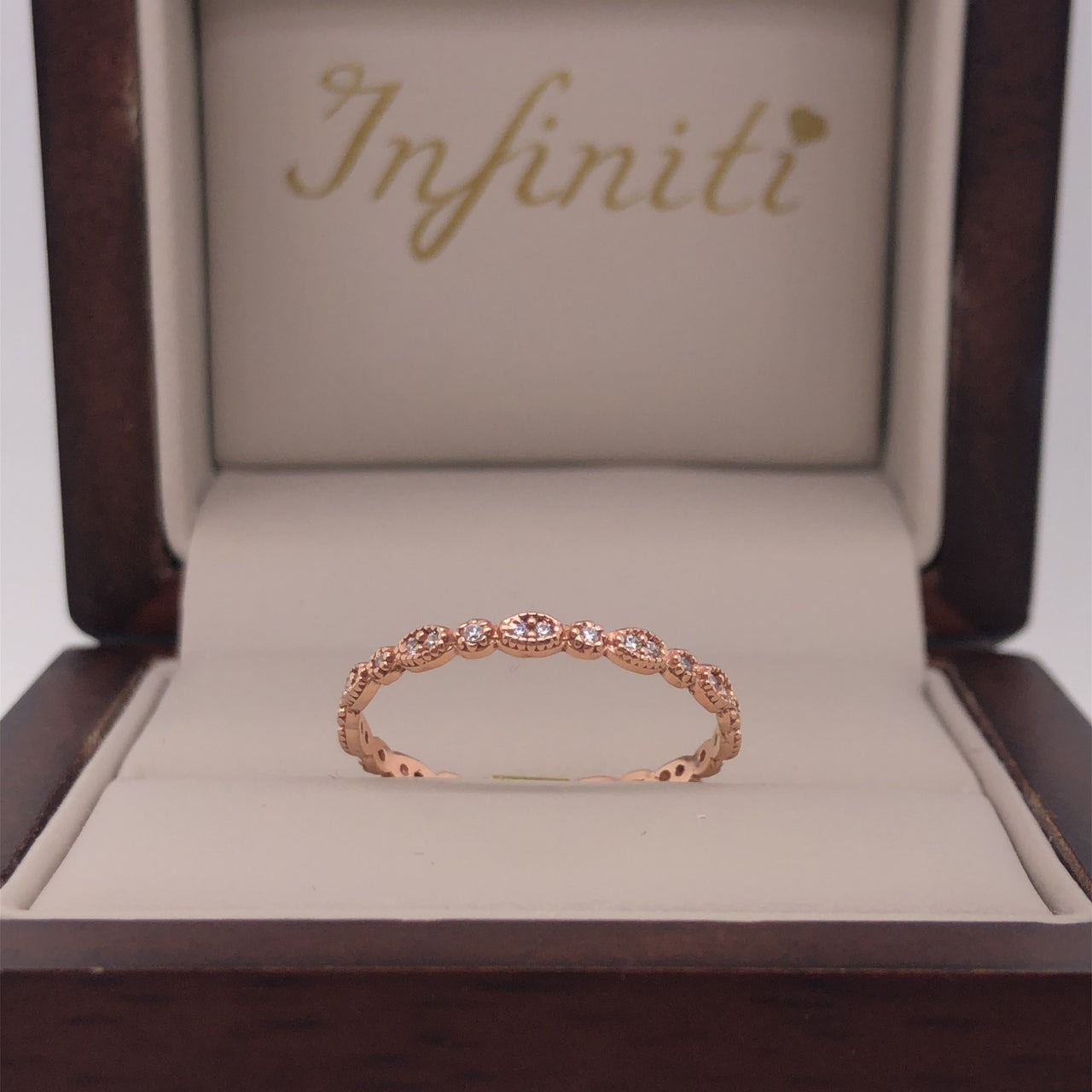 Churumbela Eternity Oro Rosa 14k, Zirconias de 0.5 mm - Infiniti Joyas