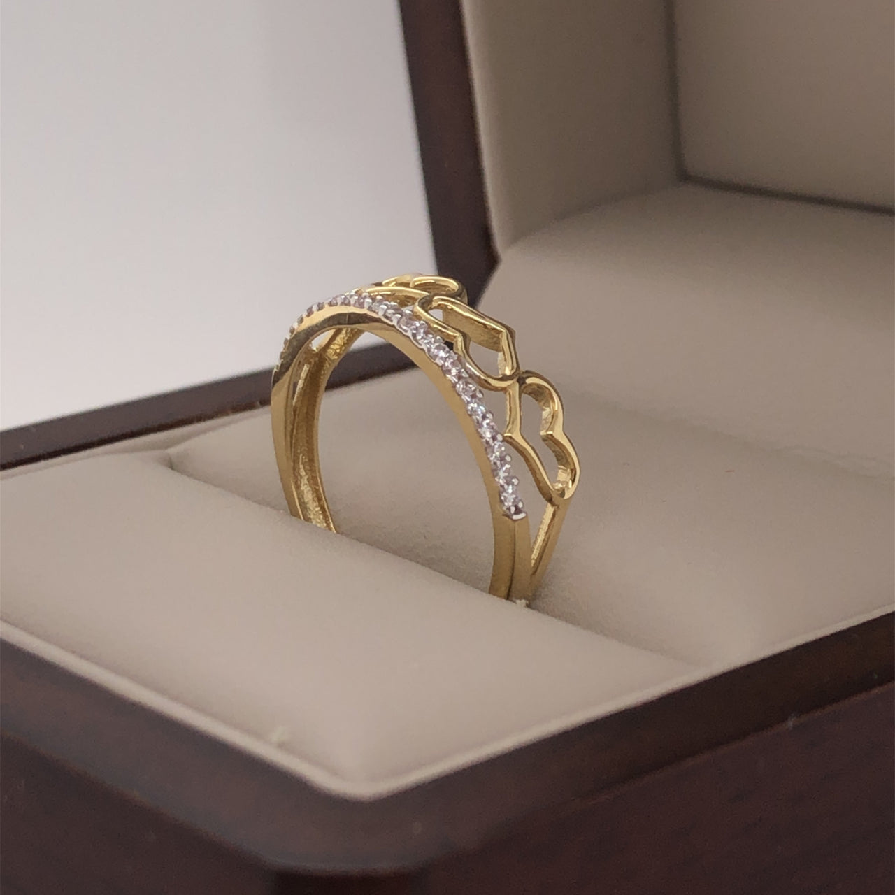 Churumbela Oro 10k, Corazones y Zirconias de 1 mm - Infiniti Joyas