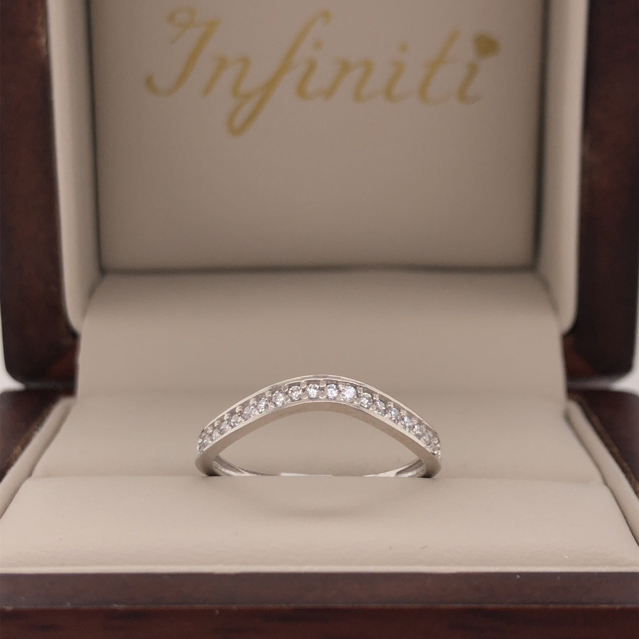 Churumbela Oro Blanco 10k, con Zirconias de 1 mm - Infiniti Joyas