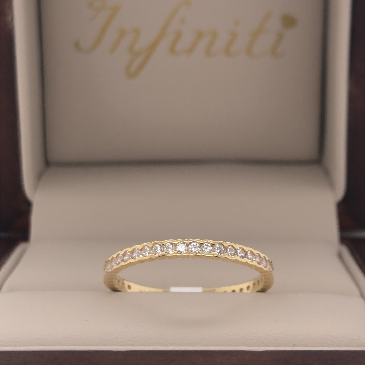Churumbela Oro 14k, Pavé Canal Zirconia 1 mm - Infiniti Joyas