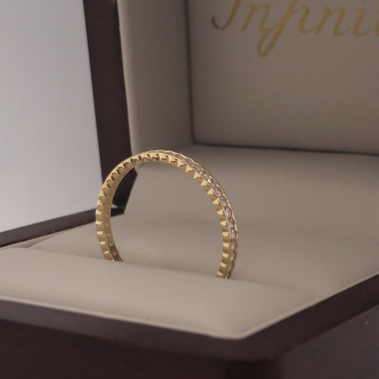 Churumbela Oro 14k, Pavé Canal Zirconia 1 mm - Infiniti Joyas