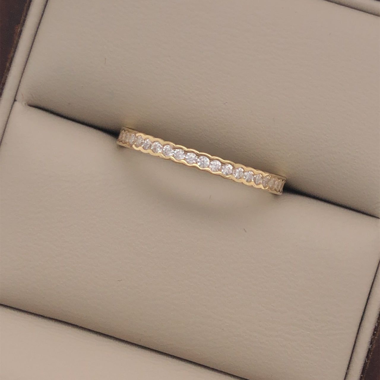 Churumbela Oro 14k, Pavé Canal Zirconia 1 mm - Infiniti Joyas