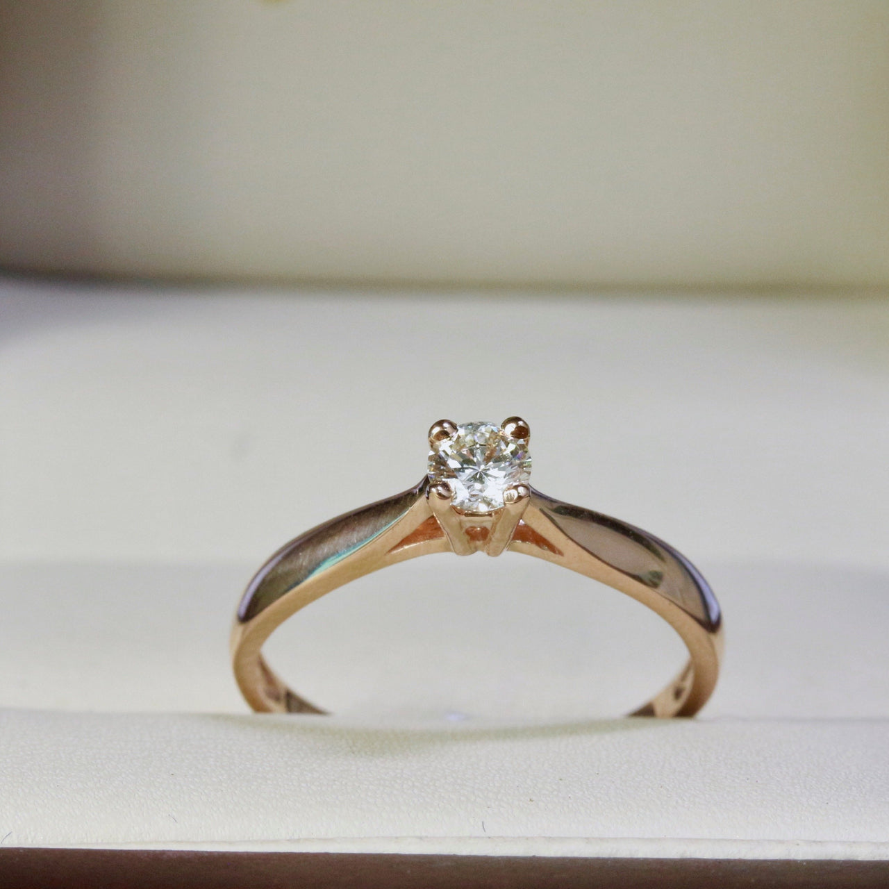 Anillo Oro Rosa 14k, Diamante Natural De 21 Puntos, Oro 14k - Infiniti Joyas