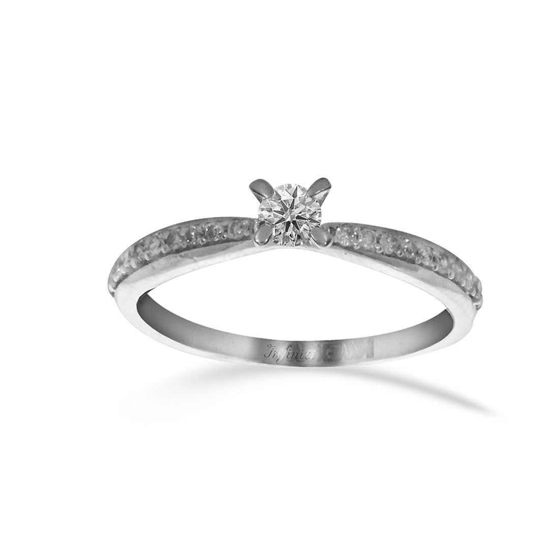 Orovi Anillo De Compromiso De Oro Blanco Para Mujer, De Oro 585 De 14 Quilates Y Diamantes De 0,14 Quilates, Hecho A Mano En Italia, Oro, Diamante