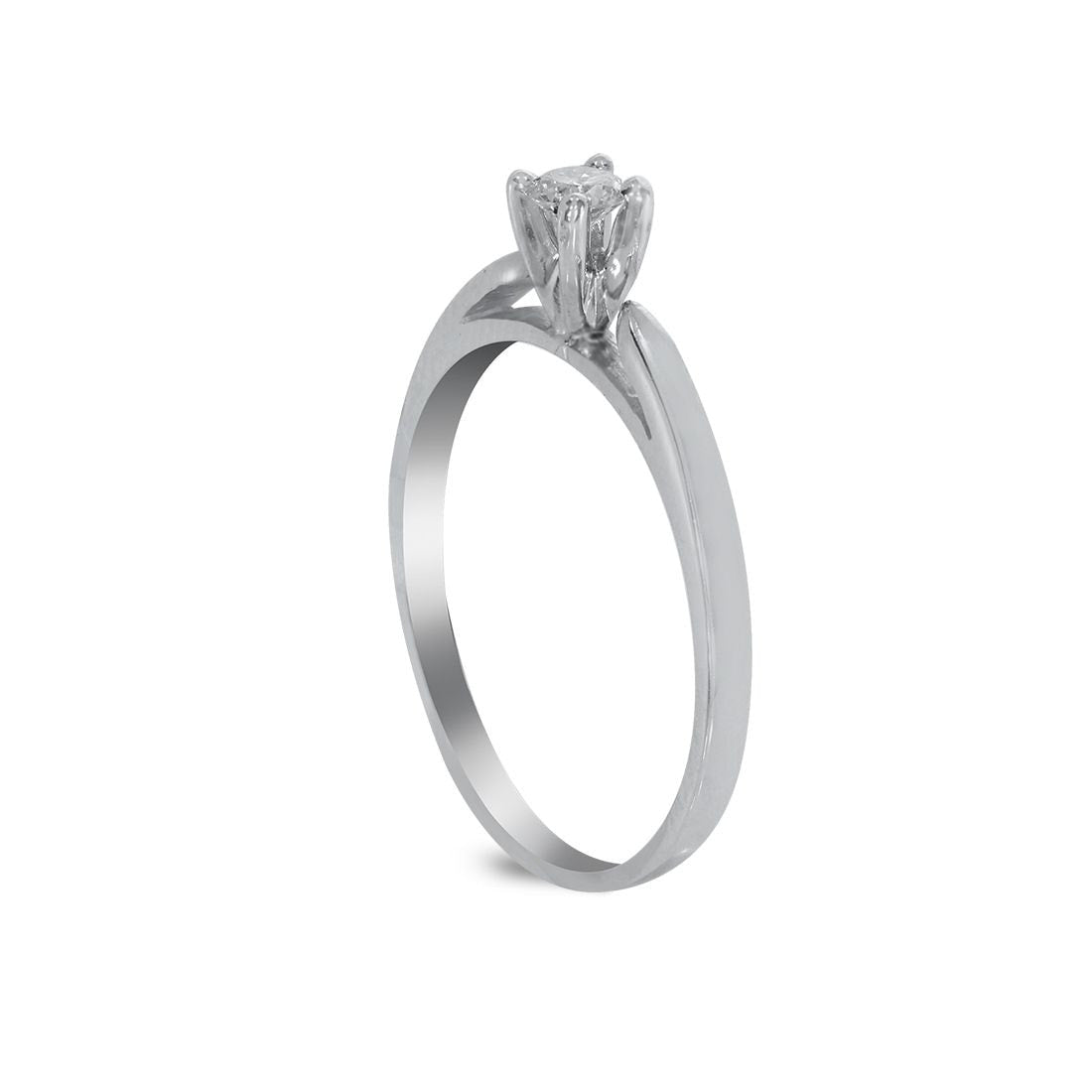 Anillo Solitario Oro Blanco 14k, Diamante de 15 Puntos - Infiniti Joyas
