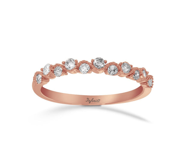 Churumbela Oro Rosa 14k, Diamantes de 13 Puntos Totales - Infiniti Joyas