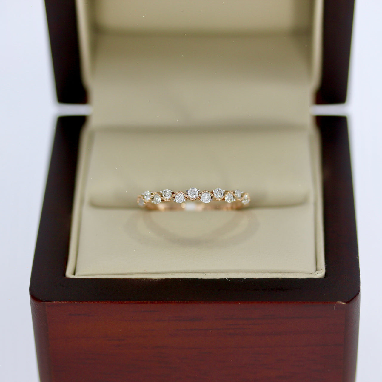 Churumbela Oro Rosa 14k, Diamantes de 13 Puntos Totales - Infiniti Joyas