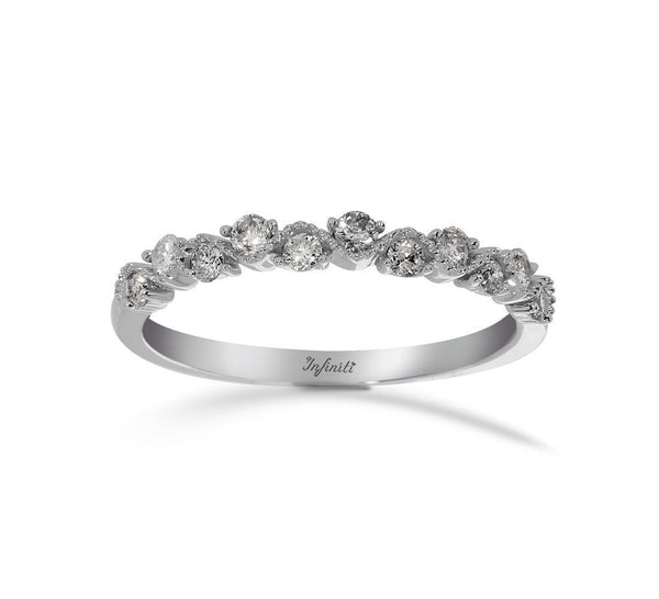 Churumbela Oro Blanco 14k, Diamantes de 13 Puntos Totales - Infiniti Joyas