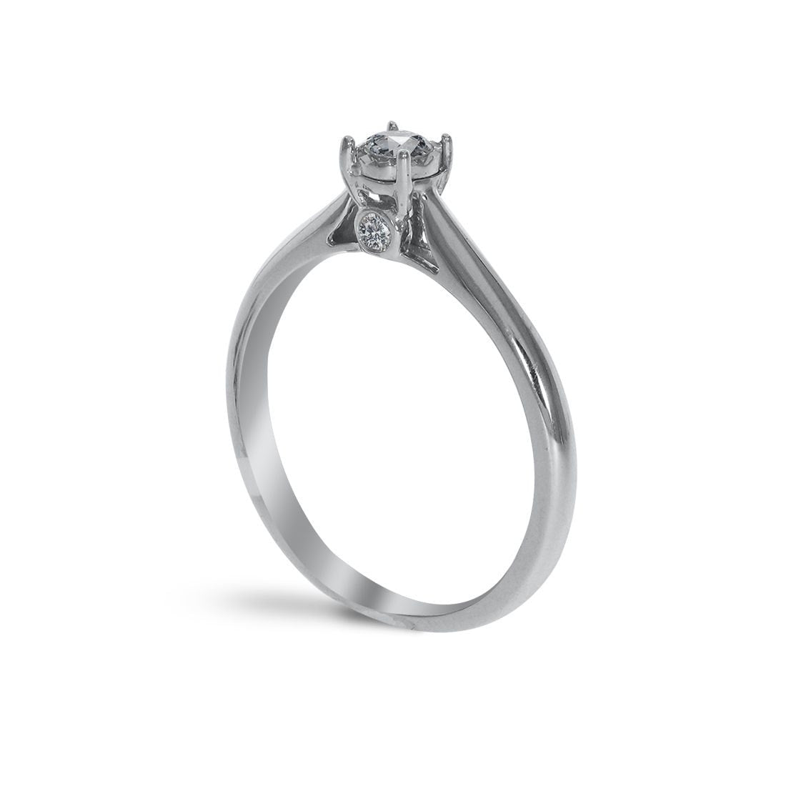 Anillo Oro Blanco 14k con Diamante 20 Puntos Totales - Infiniti Joyas