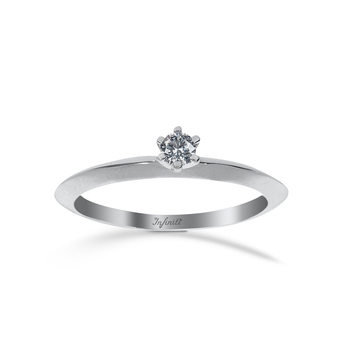 Anillo Solitario Oro Blanco 14k Diamante de 15 Puntos – Infiniti Joyas