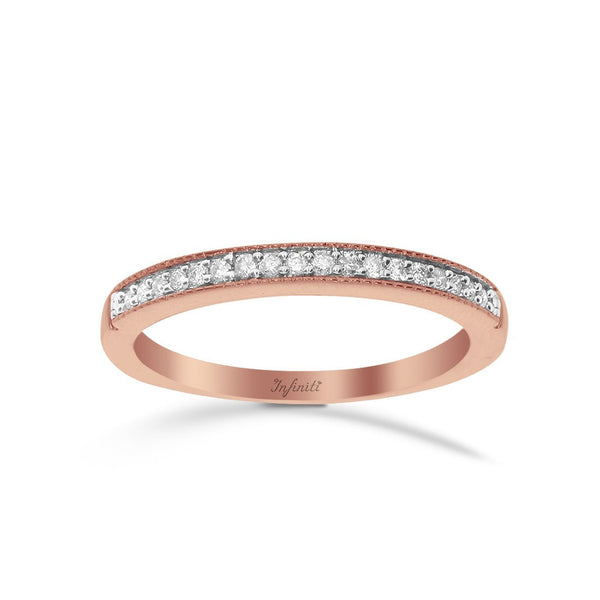 Churumbela Oro Rosa 14k, Diamante Natural 10 Puntos Estilo Canal - Infiniti Joyas