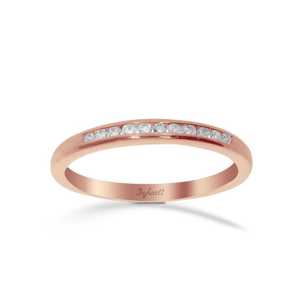 Churumbela Oro Rosa 14k, Diamante 10 Puntos Estilo Canal - Infiniti Joyas