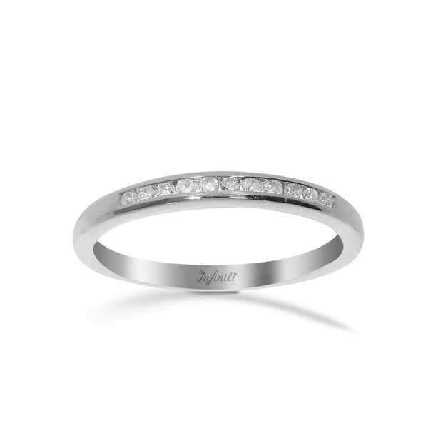 Churumbela Oro Blanco 14k, Diamante 10 Puntos Estilo Canal - Infiniti Joyas