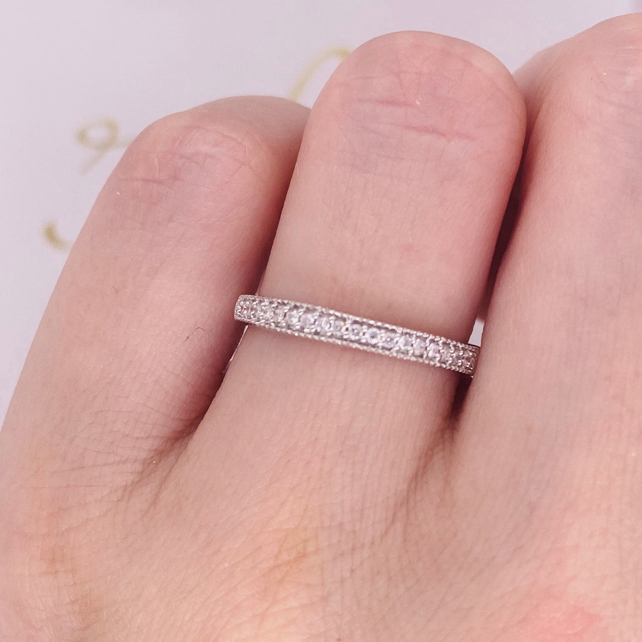 Churumbela Oro Blanco 14k - Diamante Natural 0.10 CTW