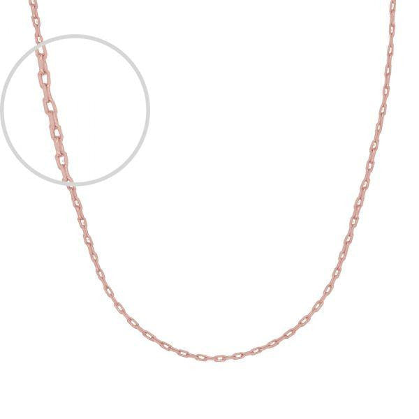 Cadena Oro Rosa 10k Rolo Oval 46 cm, Ancho 1 mm - Infiniti Joyas
