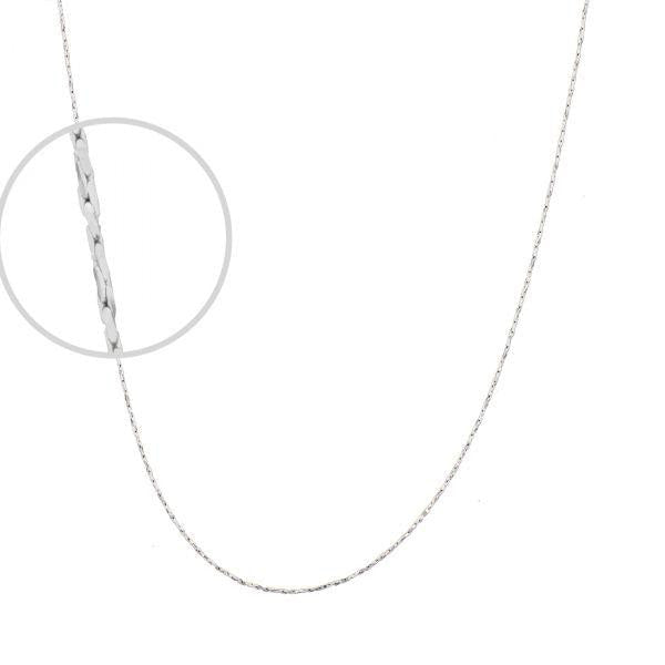 Cadena Oro Blanco 10k Cardano Diamantada 45 cm, Ancho 0.6 mm - Infiniti Joyas