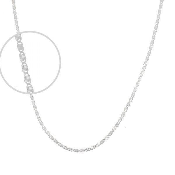 Cadena Oro Blanco 10k Valentino Espejo Diamantada 40 cm, Ancho 2mm - Infiniti Joyas