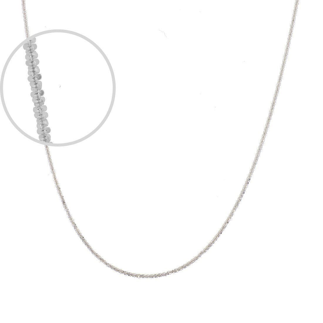 Cadena Oro Blanco 10k, Criss-Cross 45 cm, Ancho 1 mm - Infiniti Joyas