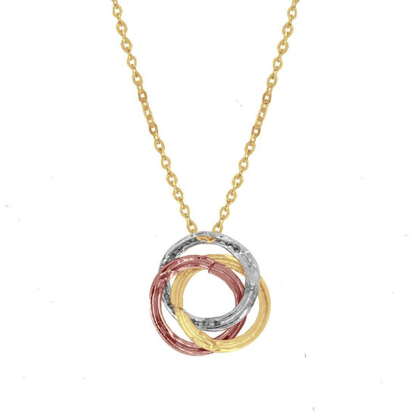 Gargantilla Oro Florentino 10k, con Dije Cí­rculos con Zirconias, Largo 45 cm - Infiniti Joyas