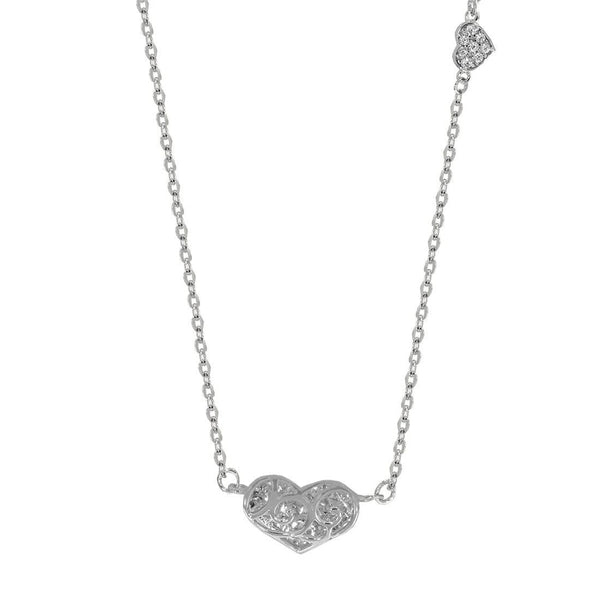 Gargantilla Oro Blanco 10k, con Dije Corazón, 45 cm Largo - Infiniti Joyas