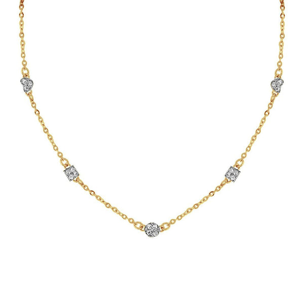 Gargantilla Oro 10k, con Dijes con Zirconias, 45 cm Largo - Infiniti Joyas