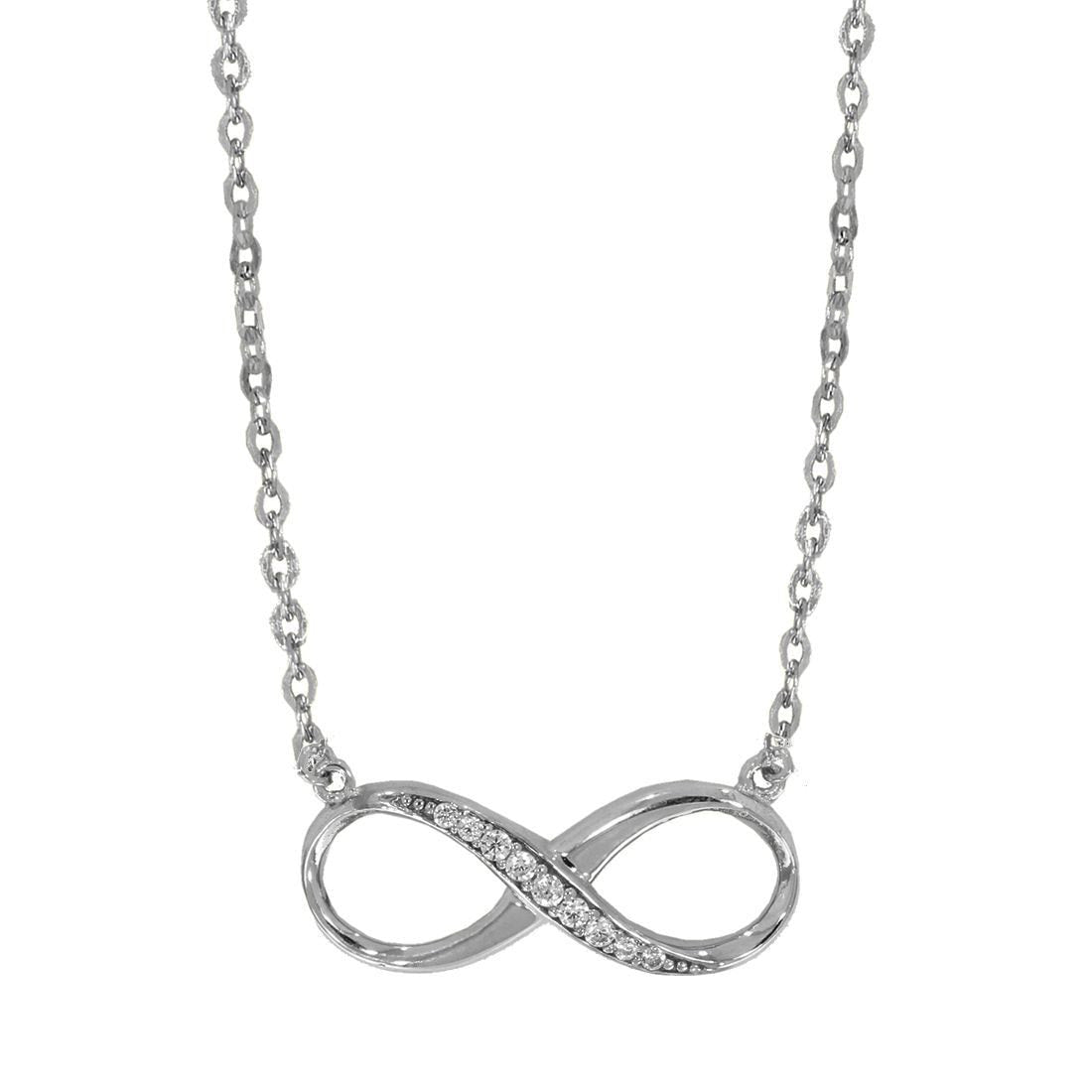 Gargantilla Oro Blanco 10k, con Dije Infinito, 45 cm Largo, Oro 10k - Infiniti Joyas