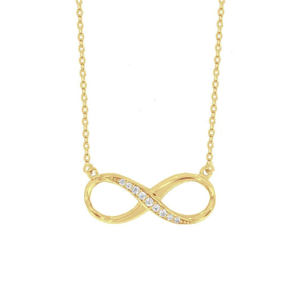 Gargantilla Oro Amarillo 10k, con Dije Infinito con Zirconias, 45 cm Largo - Infiniti Joyas